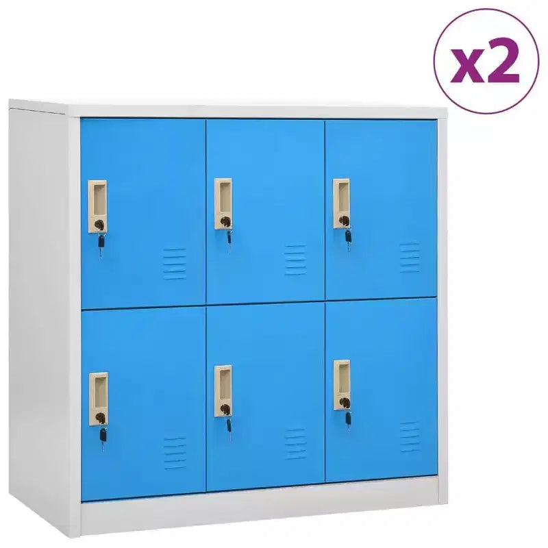 Armoire de rangement en acier, Gris et Bleu modernes, 35,4x17,7x36,4"