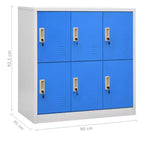 Armoire de rangement en acier, Gris et Bleu modernes, 35,4x17,7x36,4"