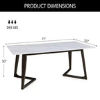 Table à manger de 71" avec plateau en faux marbre massif
