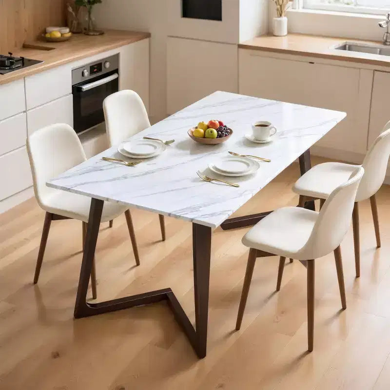 Table à manger de 71" avec plateau en faux marbre massif