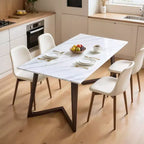 Table à manger de 71" avec plateau en faux marbre massif