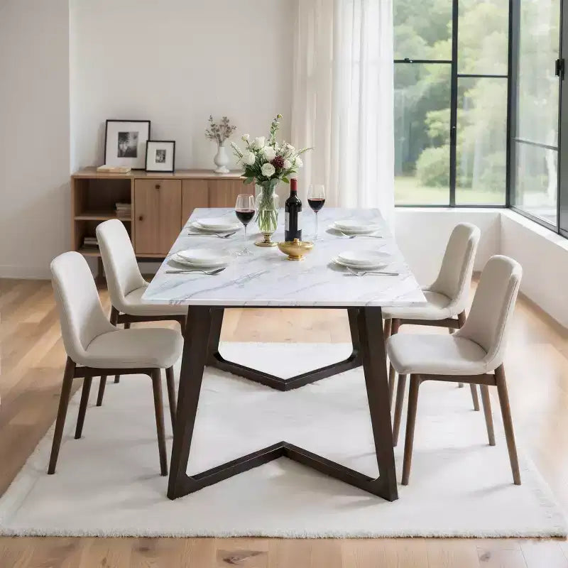 Table à manger de 71" avec plateau en faux marbre massif