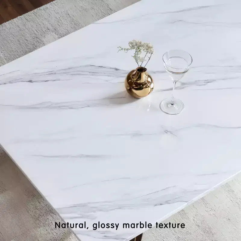Table à manger de 71" avec plateau en faux marbre massif