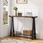 Console d'entrée, table d'appoint à 2 niveaux avec rangement, console étroite de 110 cm pour salon, petite table de couloir, table d'appoint