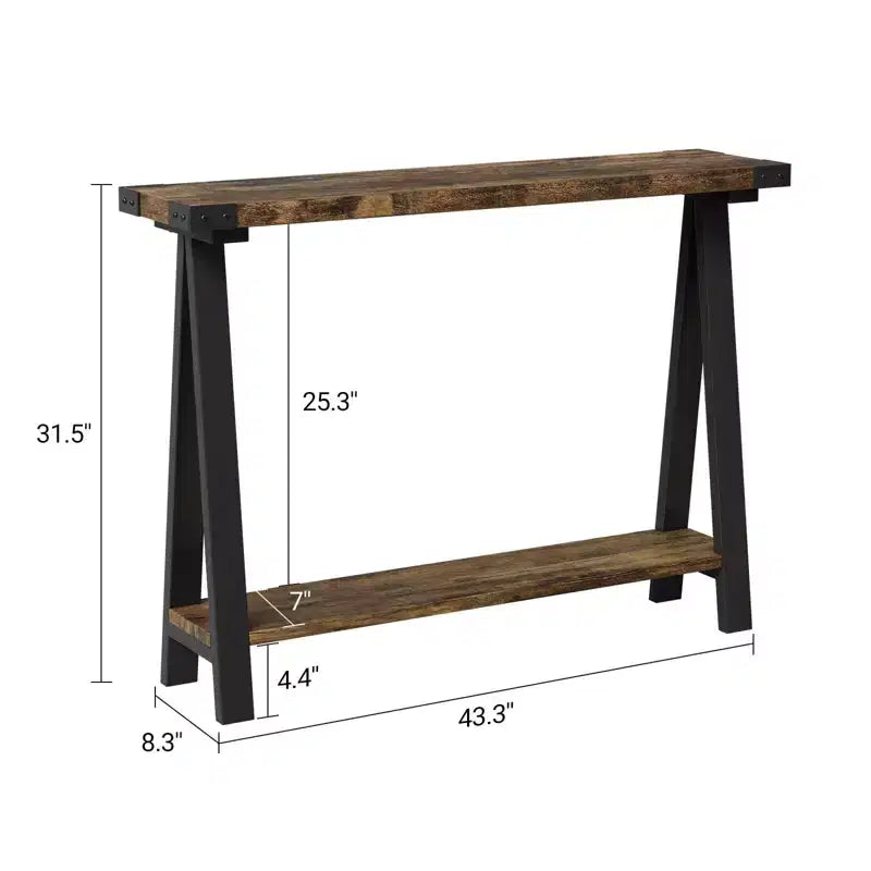 Console d'entrée, table d'appoint à 2 niveaux avec rangement, console étroite de 110 cm pour salon, petite table de couloir, table d'appoint