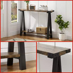 Console d'entrée, table d'appoint à 2 niveaux avec rangement, console étroite de 110 cm pour salon, petite table de couloir, table d'appoint