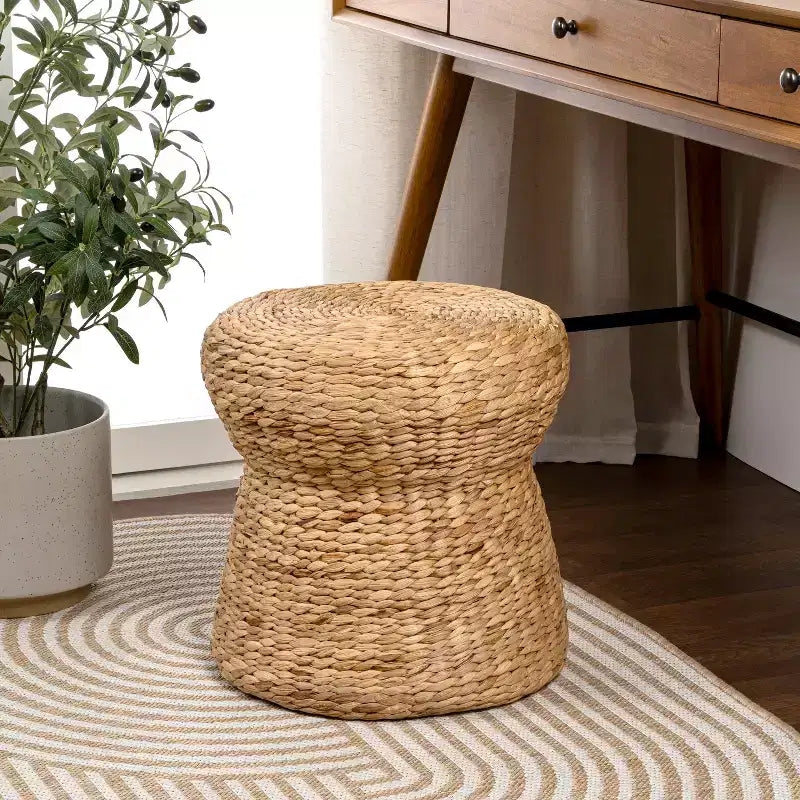 Tabouret Champignon Bohème Moderne Tressé en Jacinthe d'Eau