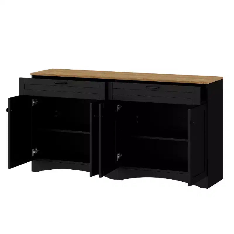 Meuble TV de style moderne du milieu du siècle avec 2 tiroirs et étagères réglables pour téléviseur de 70 pouces