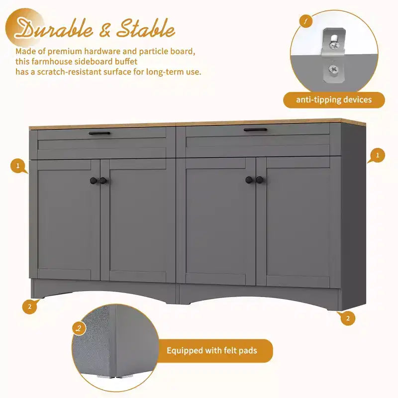 Meuble TV de style moderne du milieu du siècle avec 2 tiroirs et étagères réglables pour téléviseur de 70 pouces