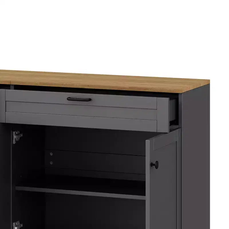 Meuble TV de style moderne du milieu du siècle avec 2 tiroirs et étagères réglables pour téléviseur de 70 pouces