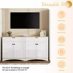 Meuble TV de style moderne du milieu du siècle avec 2 tiroirs et étagères réglables pour téléviseur de 70 pouces