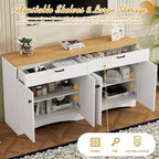 Meuble TV de style moderne du milieu du siècle avec 2 tiroirs et étagères réglables pour téléviseur de 70 pouces