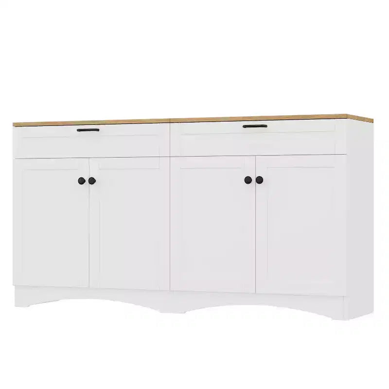 Meuble TV de style moderne du milieu du siècle avec 2 tiroirs et étagères réglables pour téléviseur de 70 pouces