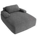 Canapé-lit méridienne surdimensionnée en velours côtelé 55", sans assemblage, gris