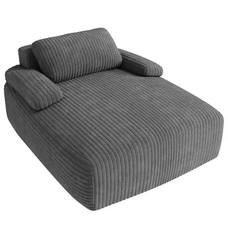 Canapé-lit méridienne surdimensionnée en velours côtelé 55", sans assemblage, gris