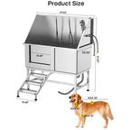 Baignoire professionnelle de toilettage pour chiens en acier inoxydable de 50 po avec escalier et robinet