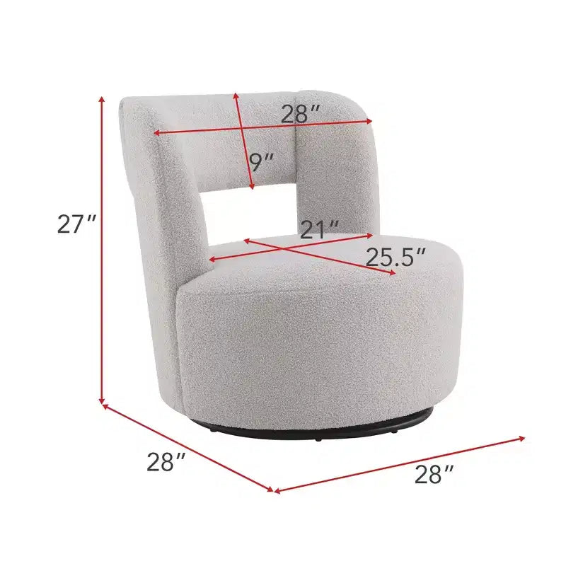 Fauteuil pivotant moderne, fausse fourrure douce type "nounours", pour salon