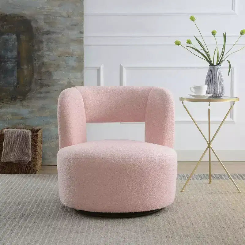 Fauteuil pivotant moderne, fausse fourrure douce type "nounours", pour salon