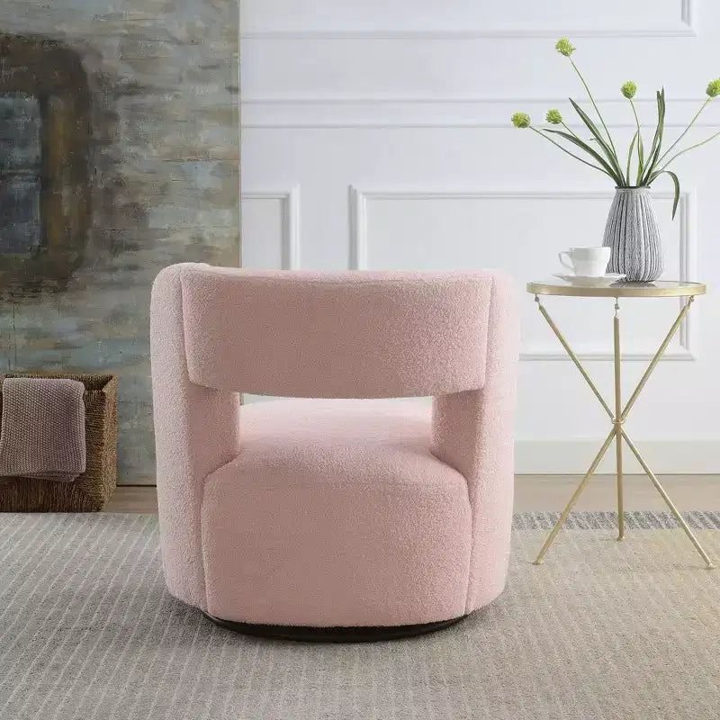 Fauteuil pivotant moderne, fausse fourrure douce type "nounours", pour salon