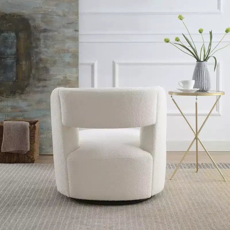 Fauteuil pivotant moderne, fausse fourrure douce type "nounours", pour salon