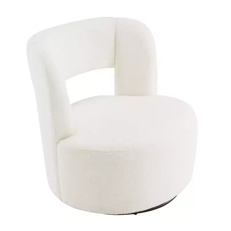 Modern Swivel Barrel Accent Chair, Soft Teddy Faux Fur, Living Room