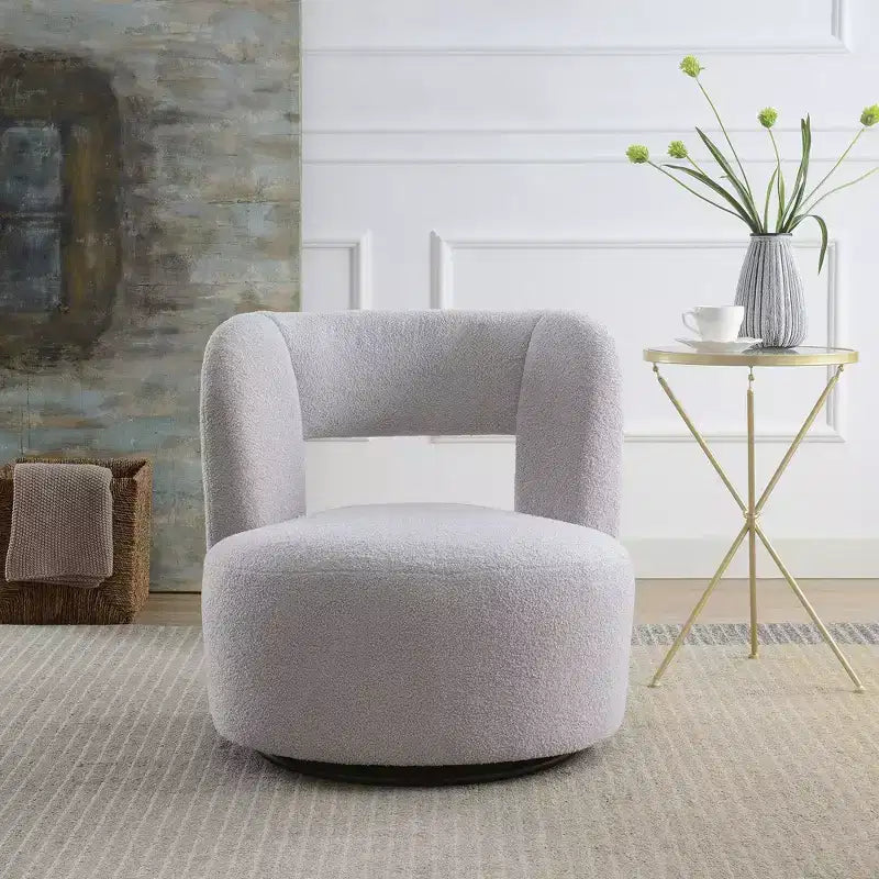 Fauteuil pivotant moderne, fausse fourrure douce type "nounours", pour salon