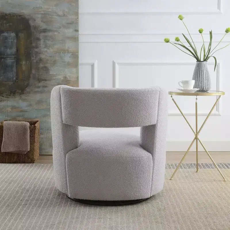 Fauteuil pivotant moderne, fausse fourrure douce type "nounours", pour salon