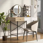 Coiffeuse avec miroir 3 modes et chargement sans fil, blanc