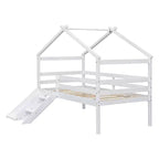 Lit cabane mi-hauteur double avec toboggan, échelle et barrières de sécurité pour enfants