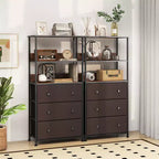 Commode verticale à 3 tiroirs en tissu avec étagères ouvertes et cadre en métal