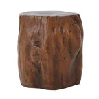 Table d'appoint de patio ronde rustique en béton léger, design souche d'arbre
