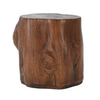 Table d'appoint de patio ronde rustique en béton léger, design souche d'arbre