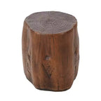 Table d'appoint de patio ronde rustique en béton léger, design souche d'arbre