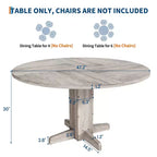 Table de salle à manger ronde de ferme 47" pour 4-6 personnes, pied piédestal croisé, noire