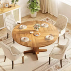Table de salle à manger ronde de ferme 47" pour 4-6 personnes, pied piédestal croisé, noire