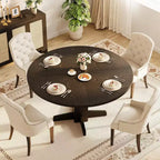 Table de salle à manger ronde de ferme 47" pour 4-6 personnes, pied piédestal croisé, noire
