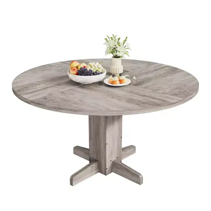 Table de salle à manger ronde de ferme 47" pour 4-6 personnes, pied piédestal croisé, noire