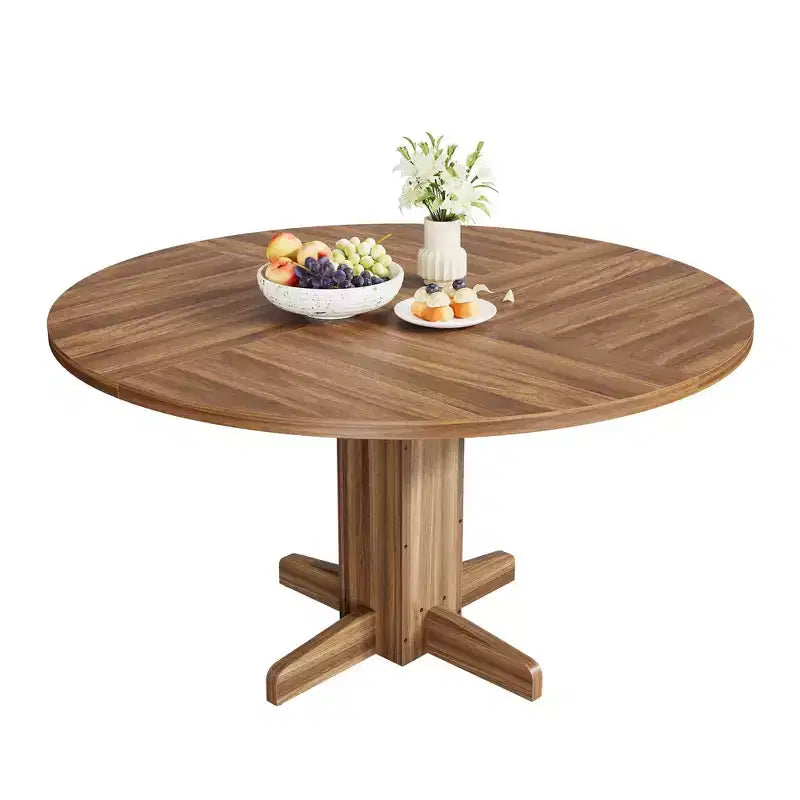 Table de salle à manger ronde de ferme 47" pour 4-6 personnes, pied piédestal croisé, noire