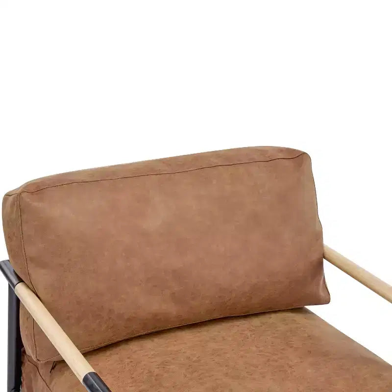 Fauteuil d'appoint moderne avec coussins moelleux, accoudoirs en bois et cadre en métal