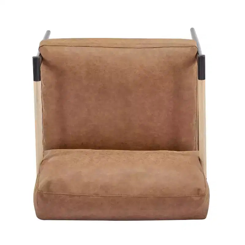 Fauteuil d'appoint moderne avec coussins moelleux, accoudoirs en bois et cadre en métal