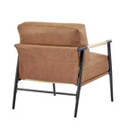 Fauteuil d'appoint moderne avec coussins moelleux, accoudoirs en bois et cadre en métal