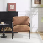 Fauteuil d'appoint moderne avec coussins moelleux, accoudoirs en bois et cadre en métal