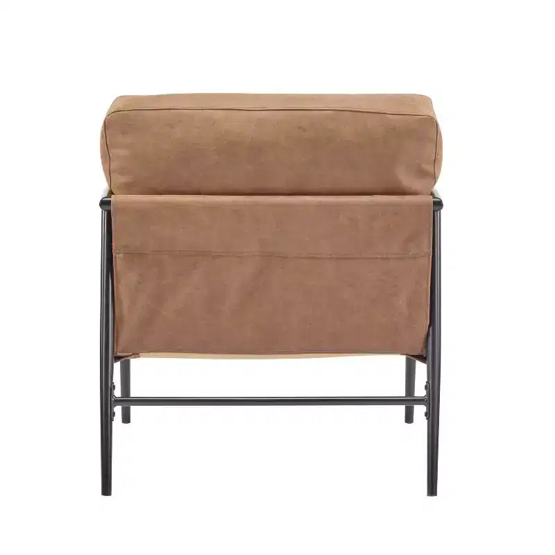 Fauteuil d'appoint moderne avec coussins moelleux, accoudoirs en bois et cadre en métal