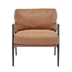 Fauteuil d'appoint moderne avec coussins moelleux, accoudoirs en bois et cadre en métal