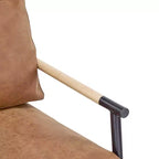 Fauteuil d'appoint moderne avec coussins moelleux, accoudoirs en bois et cadre en métal