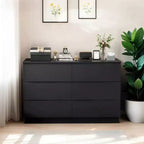 JVNOXK6 Drawer Black Dresser, Modern Bedroom Dresser with Spacious Countertop, Wood Storage Cabinet with Concealed Handles