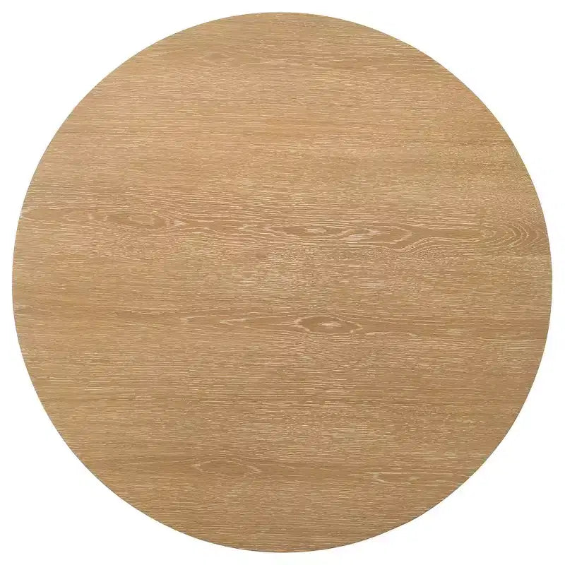 Table basse ronde de 36 po en placage de chêne avec étagère inférieure