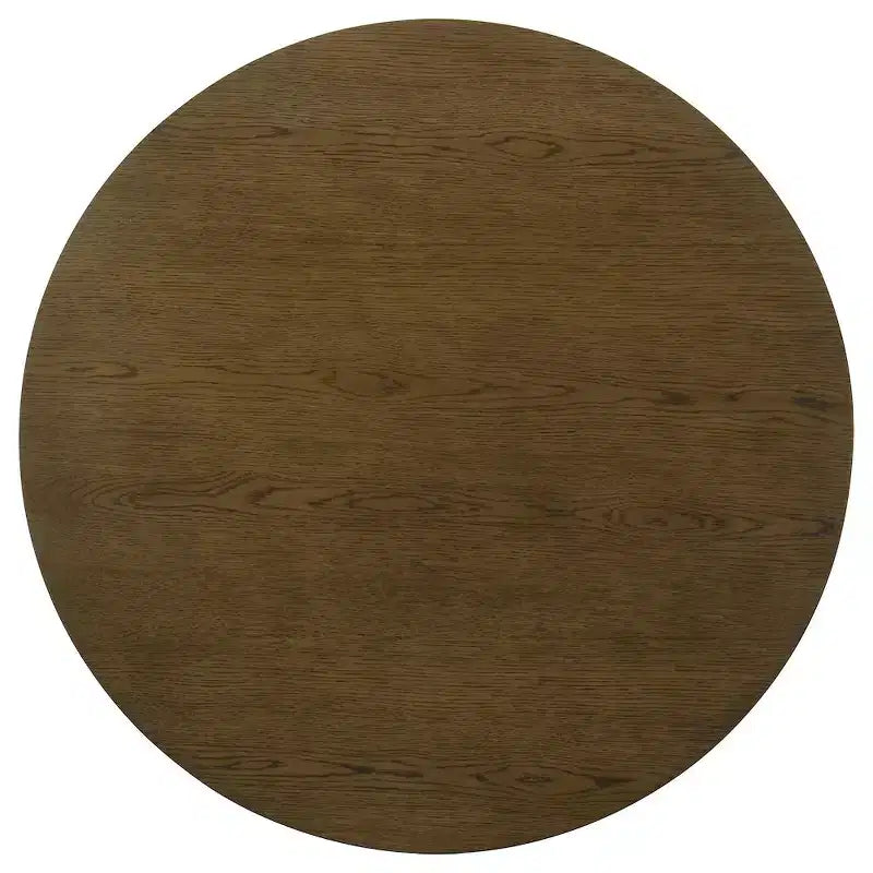 Table basse ronde de 36 po en placage de chêne avec étagère inférieure