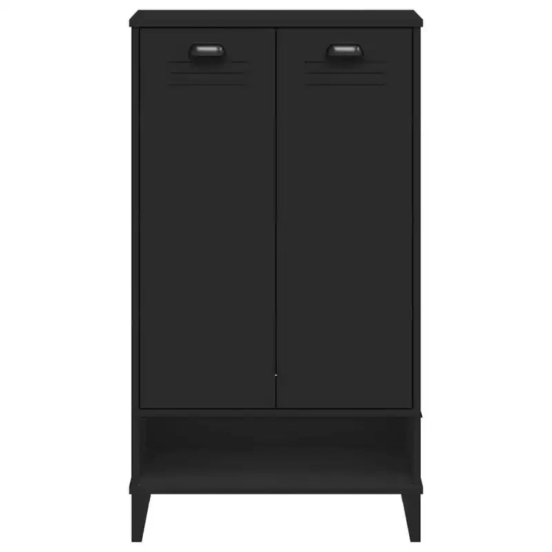 Meuble à chaussures en bois composite pour couloir, 8 paires, noir/gris