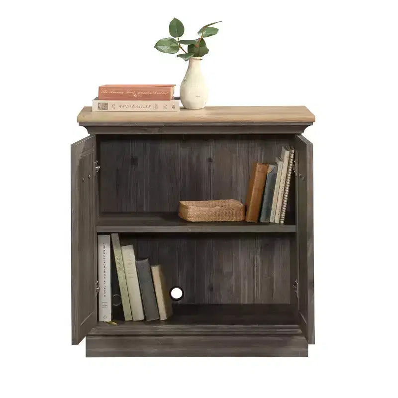 Meuble de rangement décoratif en bois avec 2 portes et étagère réglable, Marron